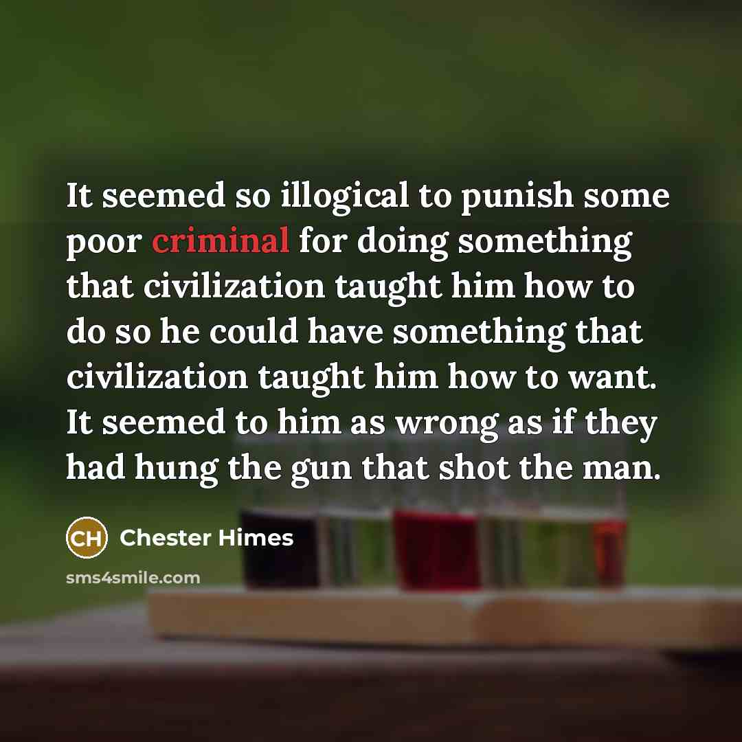 “It seemed so illogical to punish some poor criminal for…” quote by Chester Himes