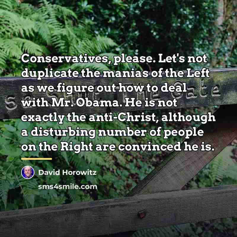 “Conservatives, please. Let's not duplicate the manias of the Left…” quote by David Horowitz