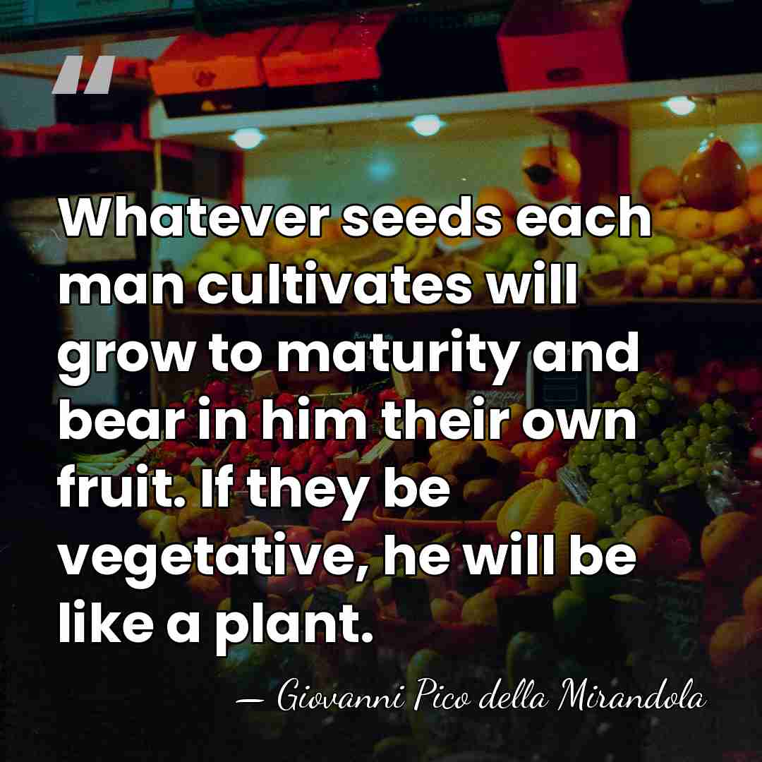 Whatever seeds each man cultivates will grow to maturity and bear in&hellip; - Giovanni Pico della Mirandola