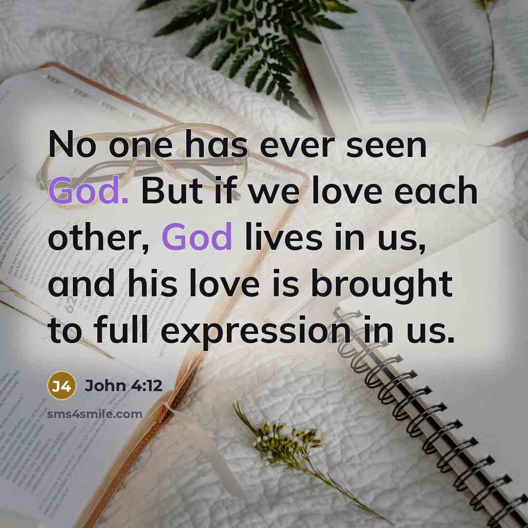 “No one has ever seen God. But if we love each other, God lives in us, and his love is brought to full expression in us.” quote by John 4:12