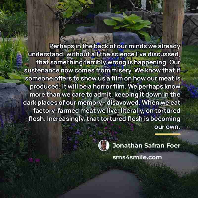 “Perhaps in the back of our minds we already understand,…” quote by Jonathan Safran Foer