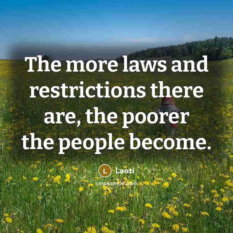 “The more laws and restrictions there are, the poorer the…” quote by Laozi