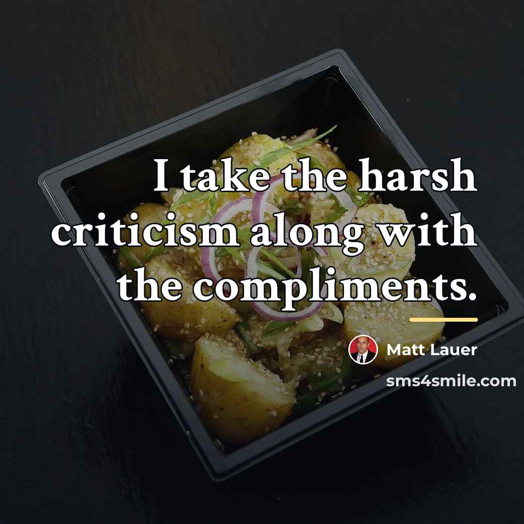 “I take the harsh criticism along with the compliments.…” quote by Matt Lauer