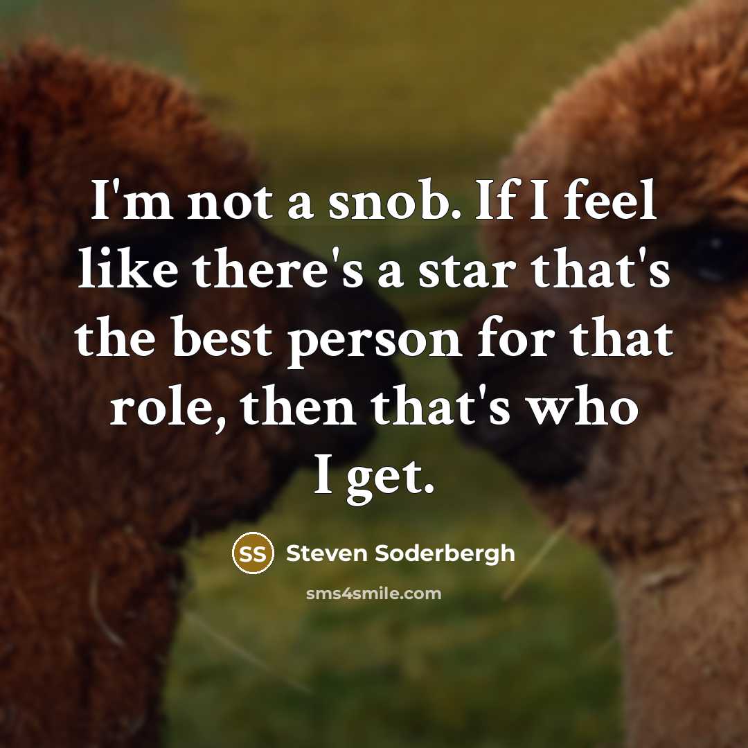 “I'm not a snob. If I feel like there's a star that's the best person for that role, then that's who I get.” quote by Steven Soderbergh