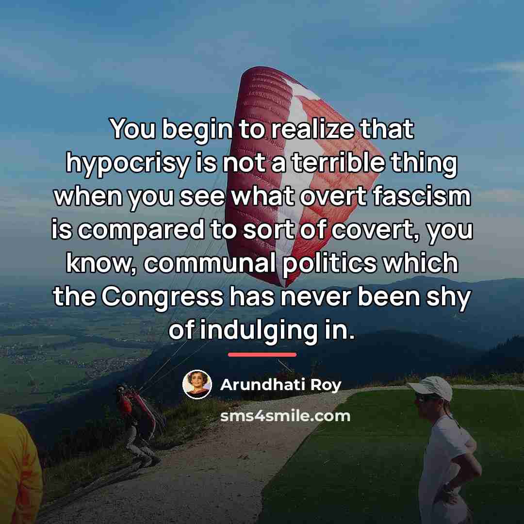 “You begin to realize that hypocrisy is not a terrible…” quote by Arundhati Roy