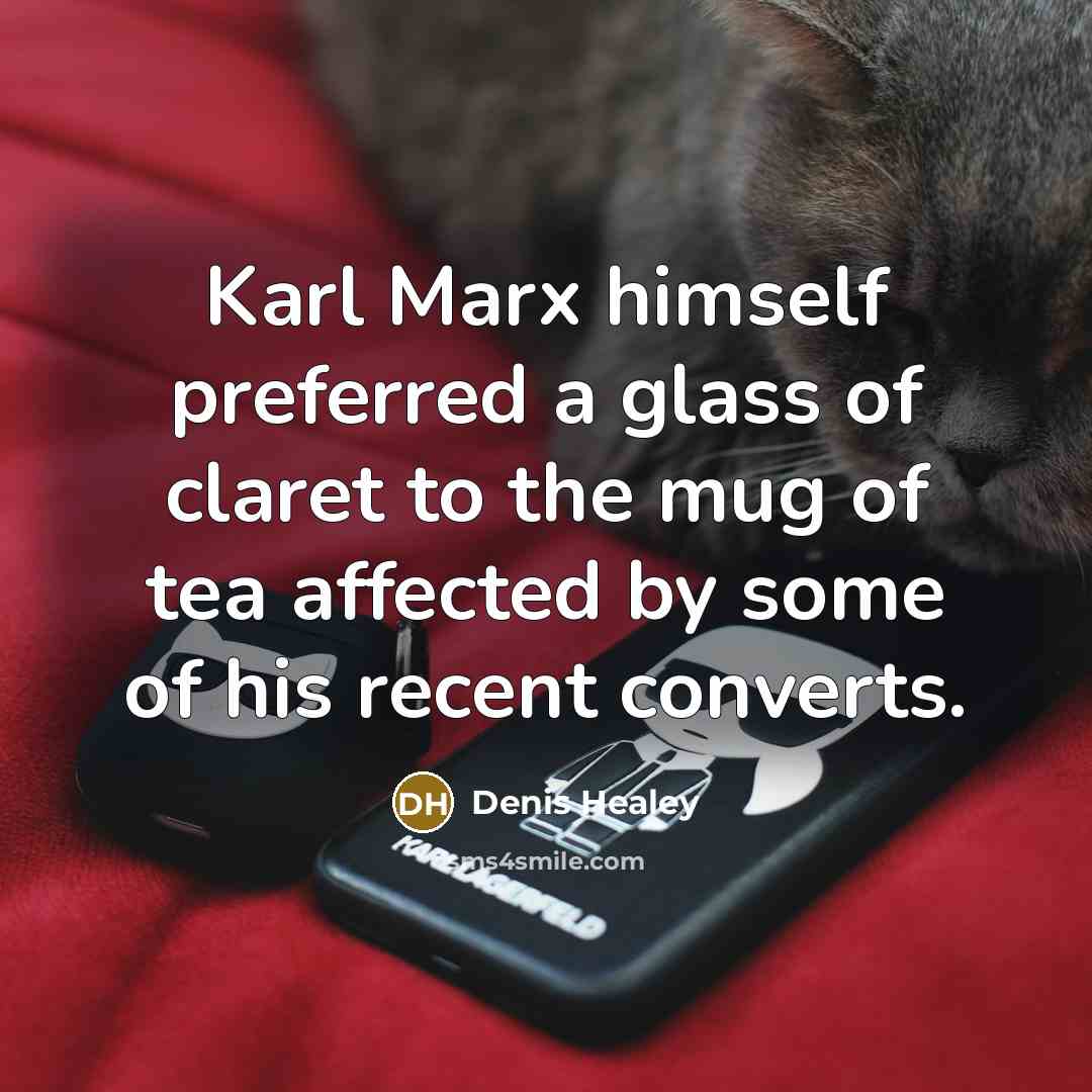 “Karl Marx himself preferred a glass of claret to the…” quote by Denis Healey