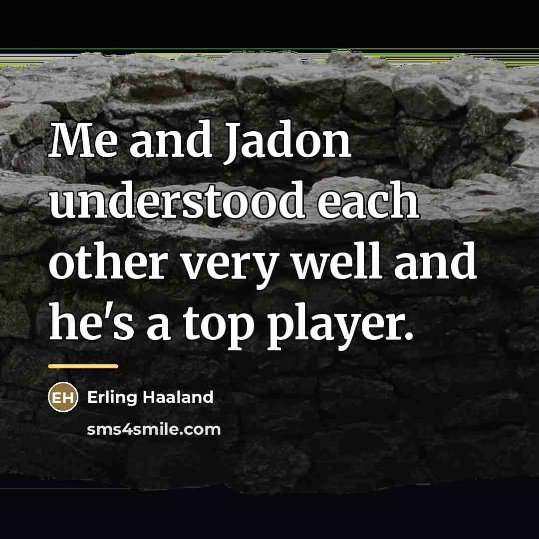 “Me and Jadon understood each other very well and he's…” quote by Erling Haaland