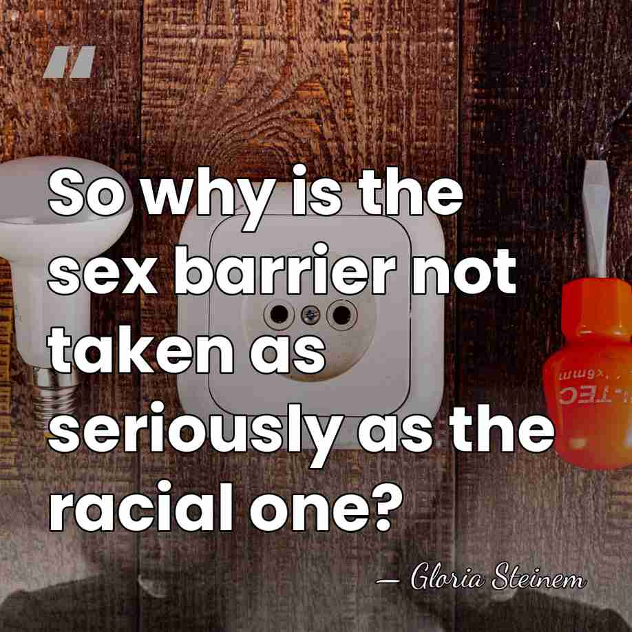 So why is the sex barrier not taken as seriously as the&hellip; - Gloria Steinem