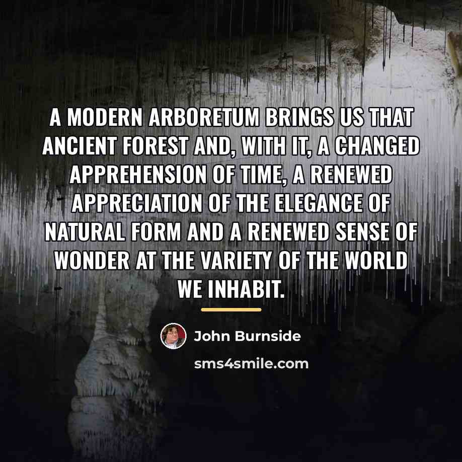 “A modern arboretum brings us that ancient forest and, with…” quote by John Burnside