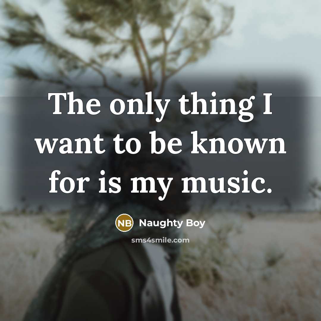 “The only thing I want to be known for is…” quote by Naughty Boy