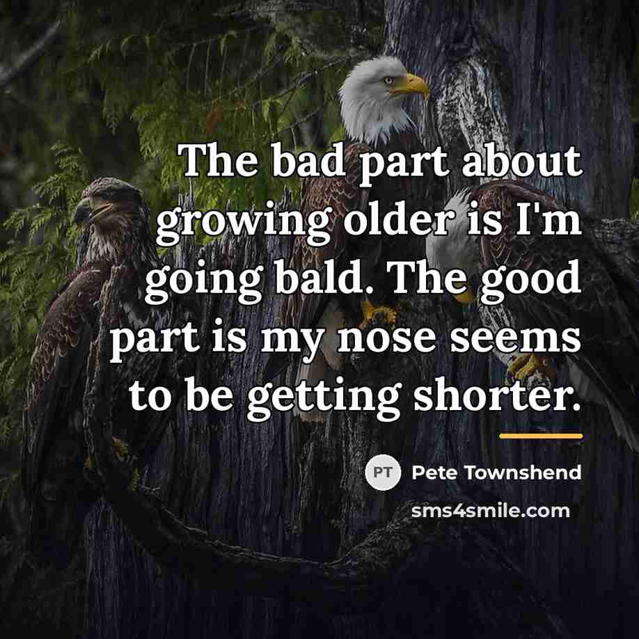 “The bad part about growing older is I'm going bald.…” quote by Pete Townshend