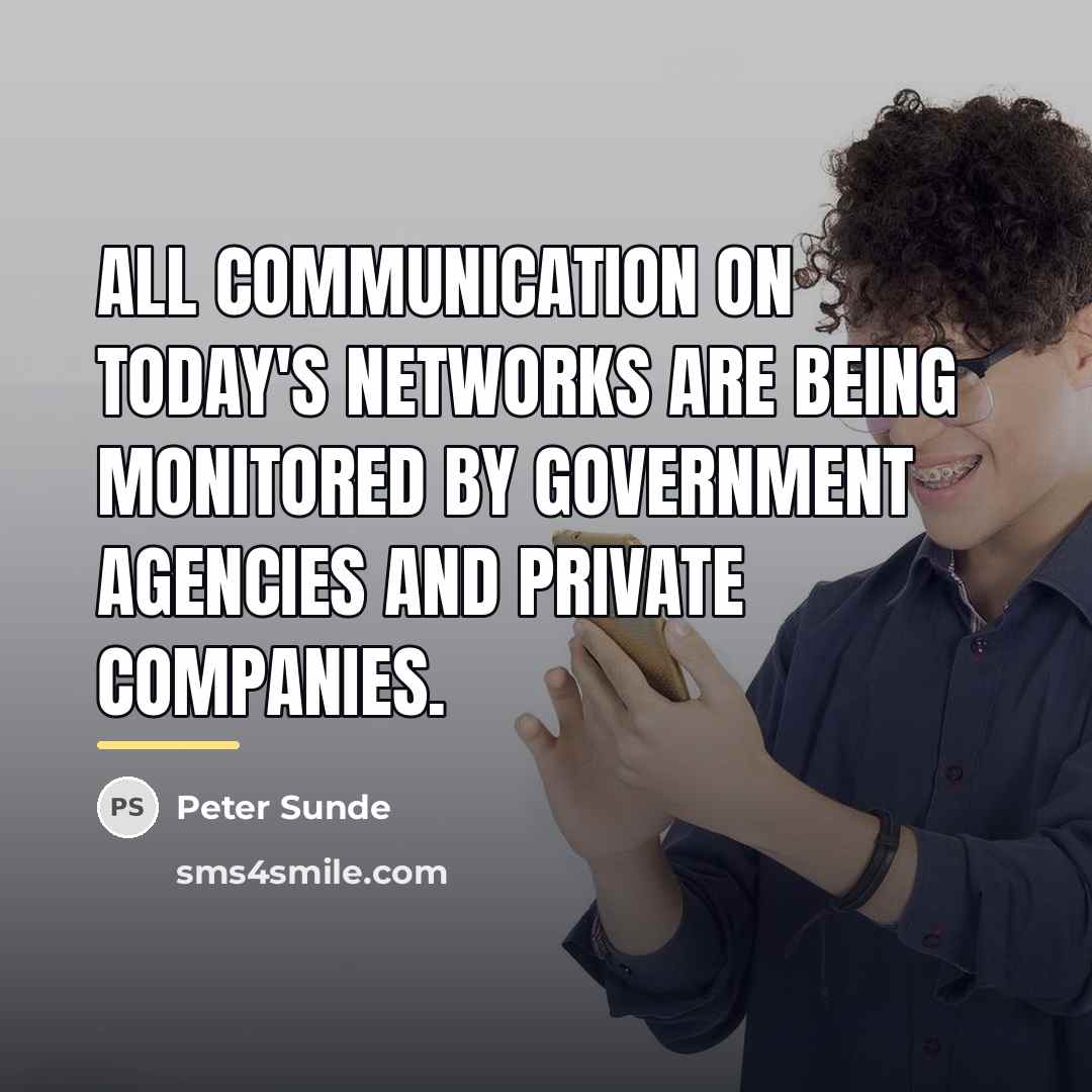“All communication on today's networks are being monitored by government…” quote by Peter Sunde