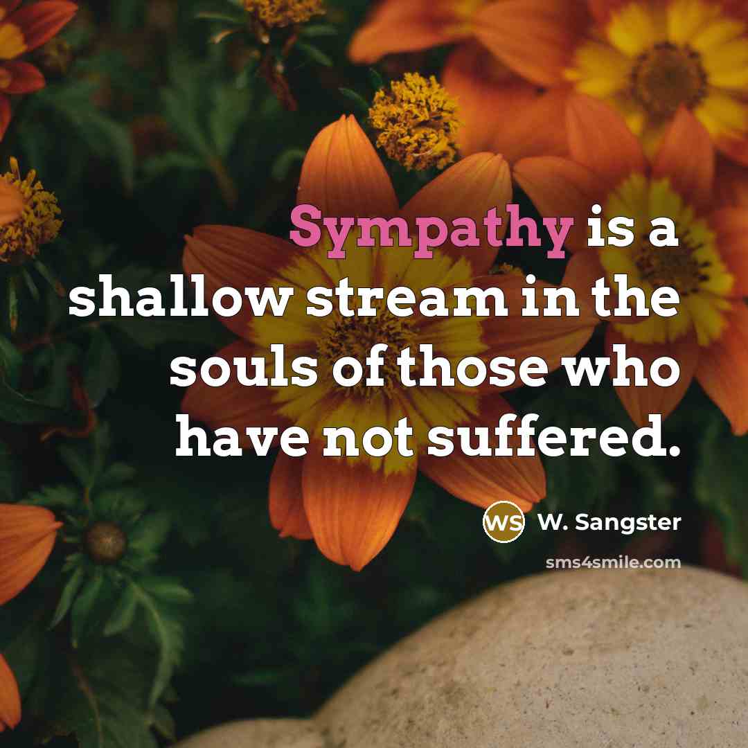 “Sympathy is a shallow stream in the souls of those…” quote by W. Sangster