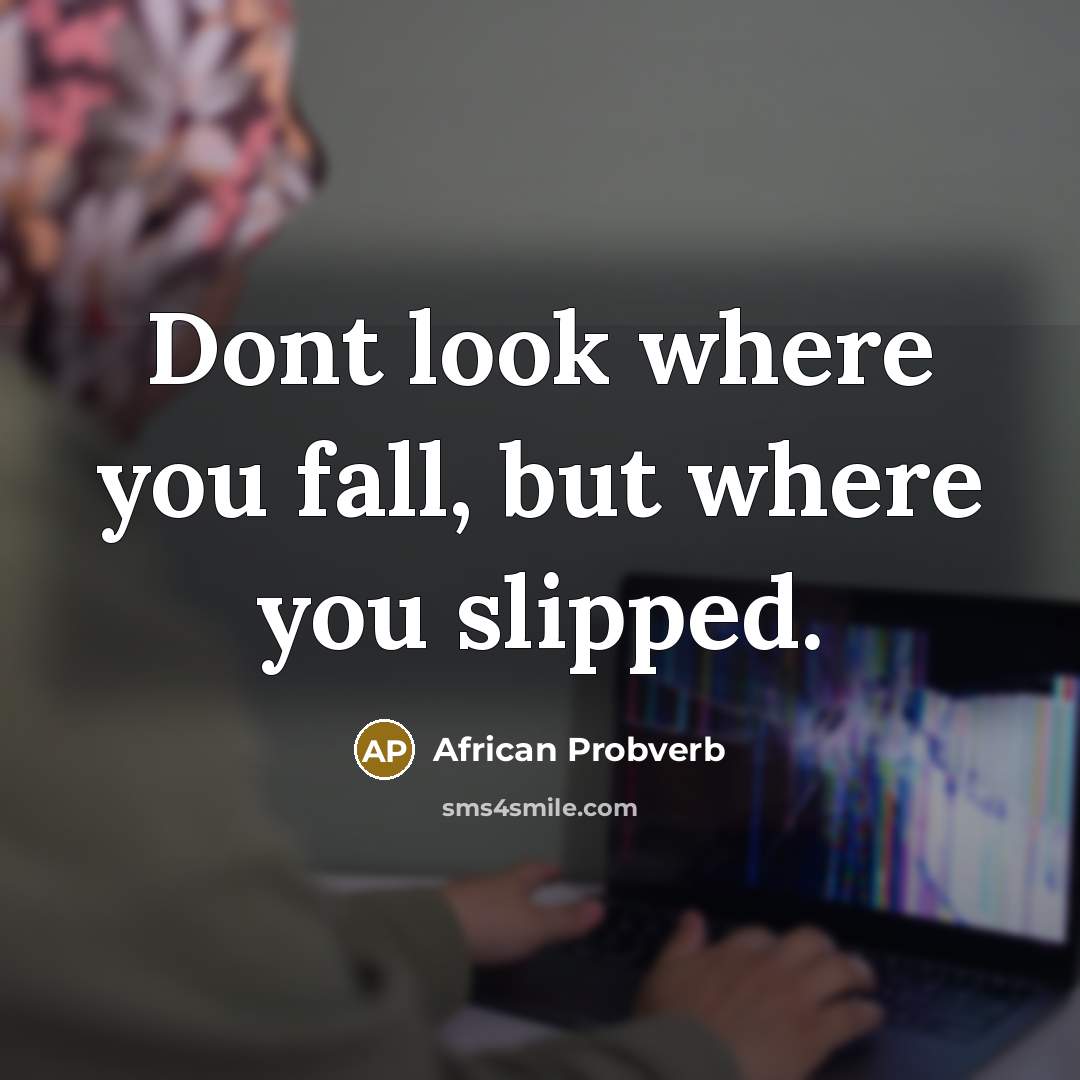 “Dont look where you fall, but where you slipped.” quote by African Probverb