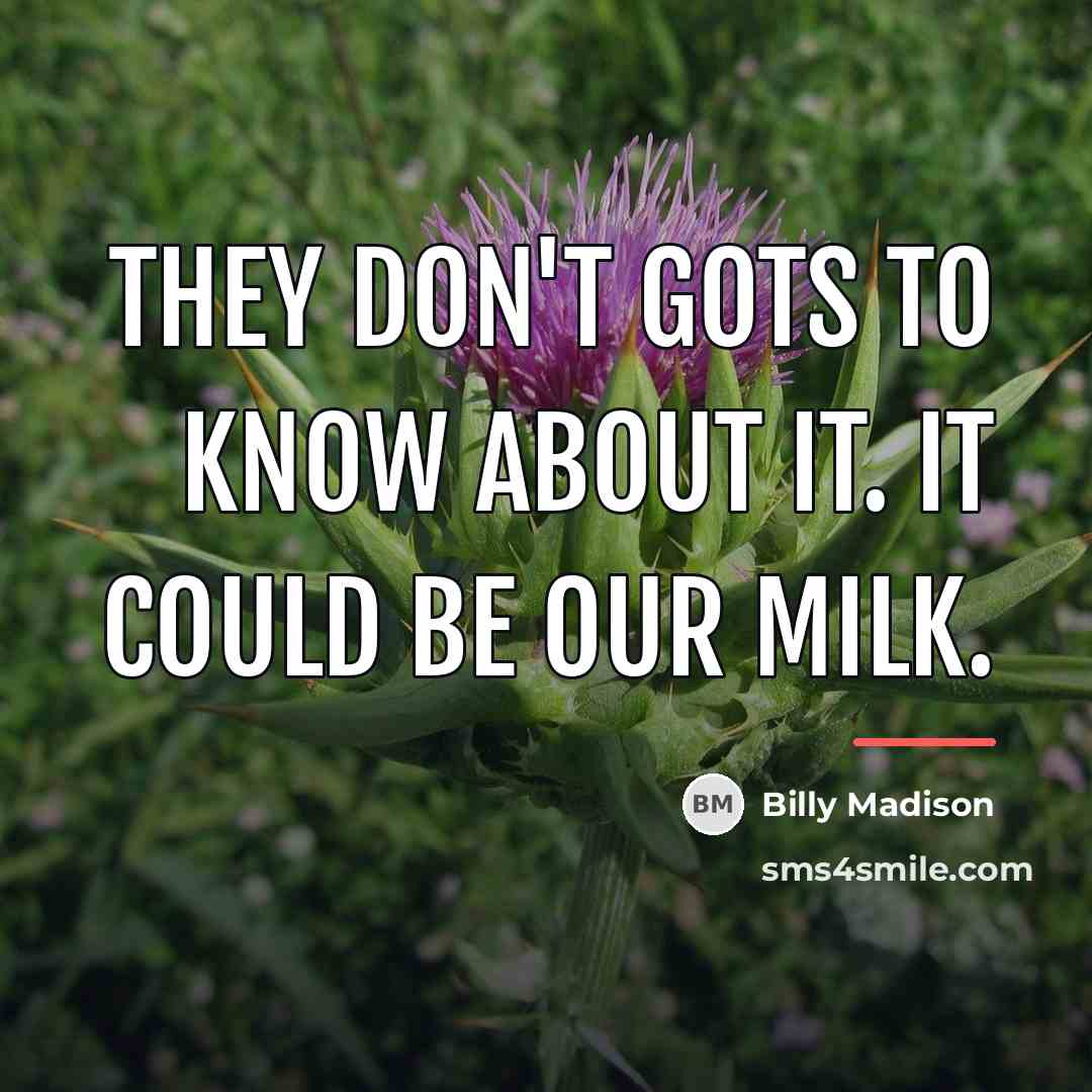 “They don't gots to know about it. It could be…” quote by Billy Madison