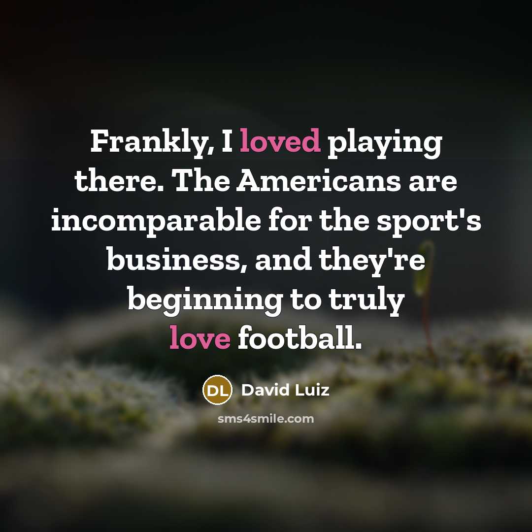 “Frankly, I loved playing there. The Americans are incomparable for the sport's business, and they're beginning to truly love football.” quote by David Luiz