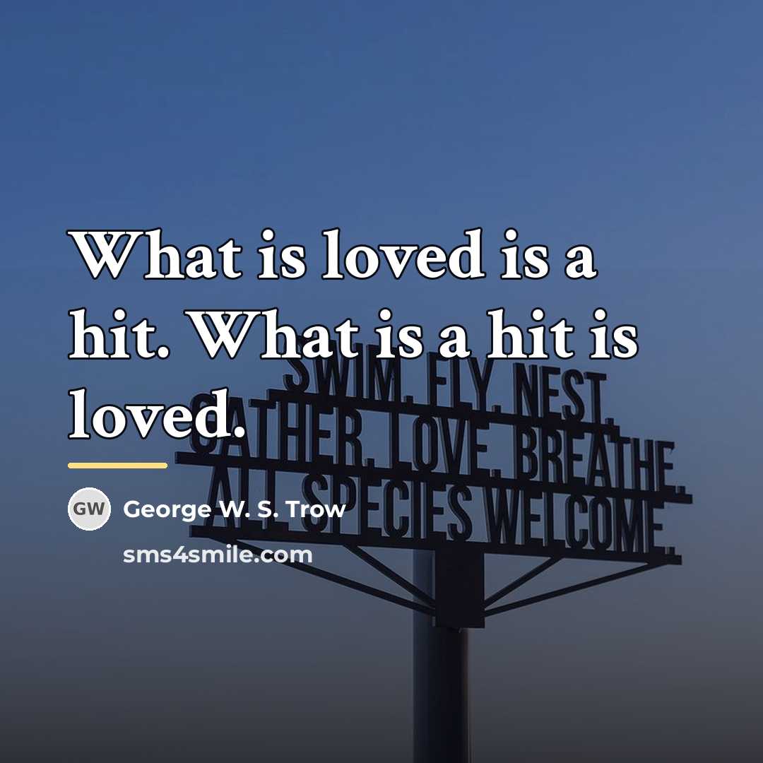 “What is loved is a hit. What is a hit…” quote by George W. S. Trow