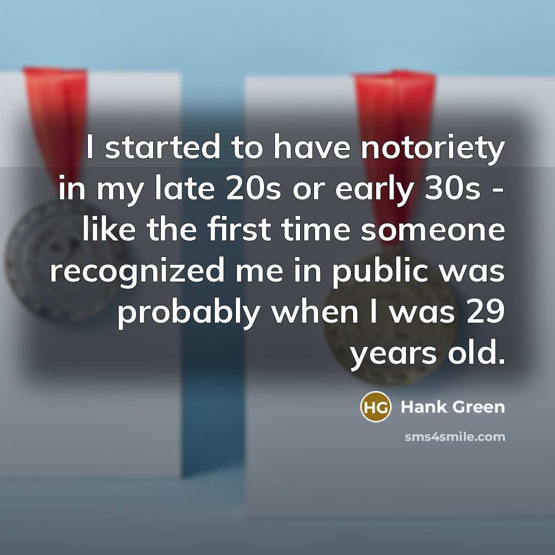 “I started to have notoriety in my late 20s or…” quote by Hank Green