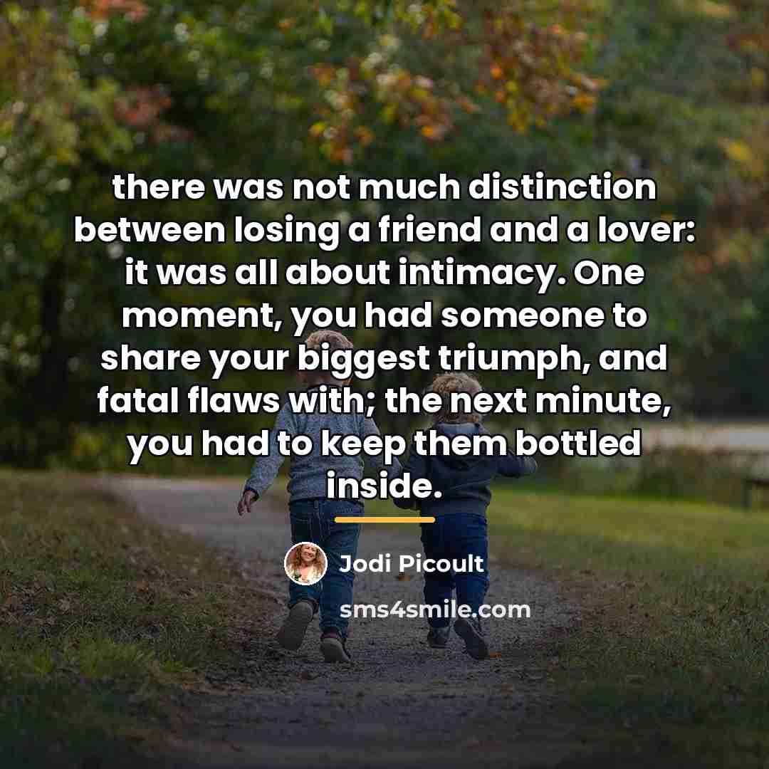 “there was not much distinction between losing a friend and…” quote by Jodi Picoult