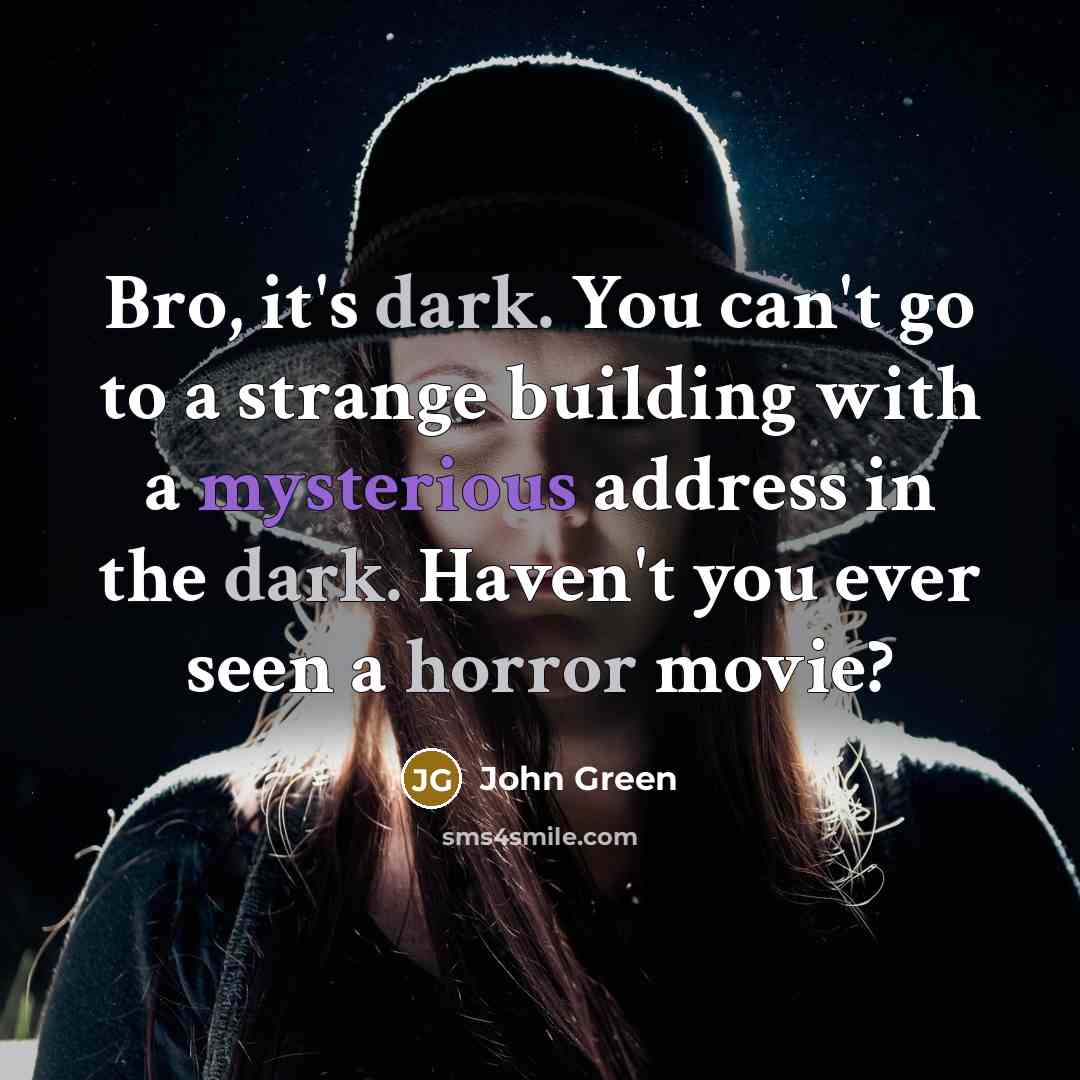 “Bro, it's dark. You can't go to a strange building…” quote by John Green