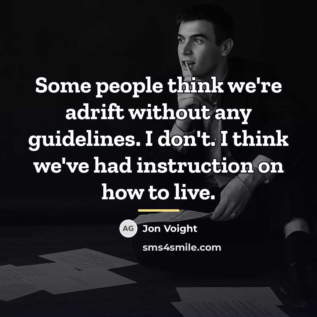 “Some people think we're adrift without any guidelines. I don't.…” quote by Jon Voight