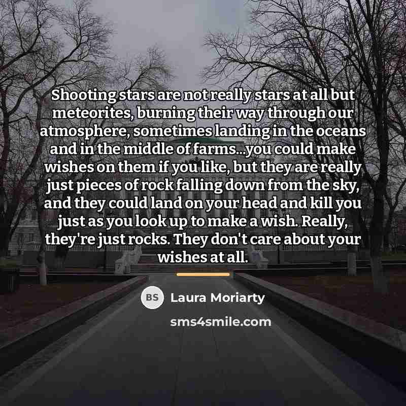 “Shooting stars are not really stars at all but meteorites,…” quote by Laura Moriarty