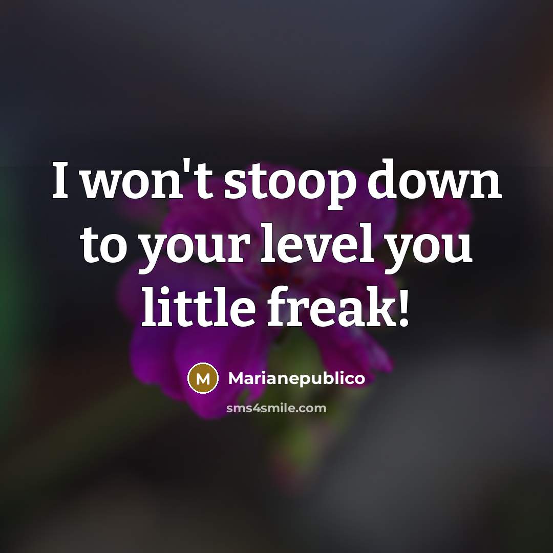“I won't stoop down to your level you little freak!…” quote by Marianepublico