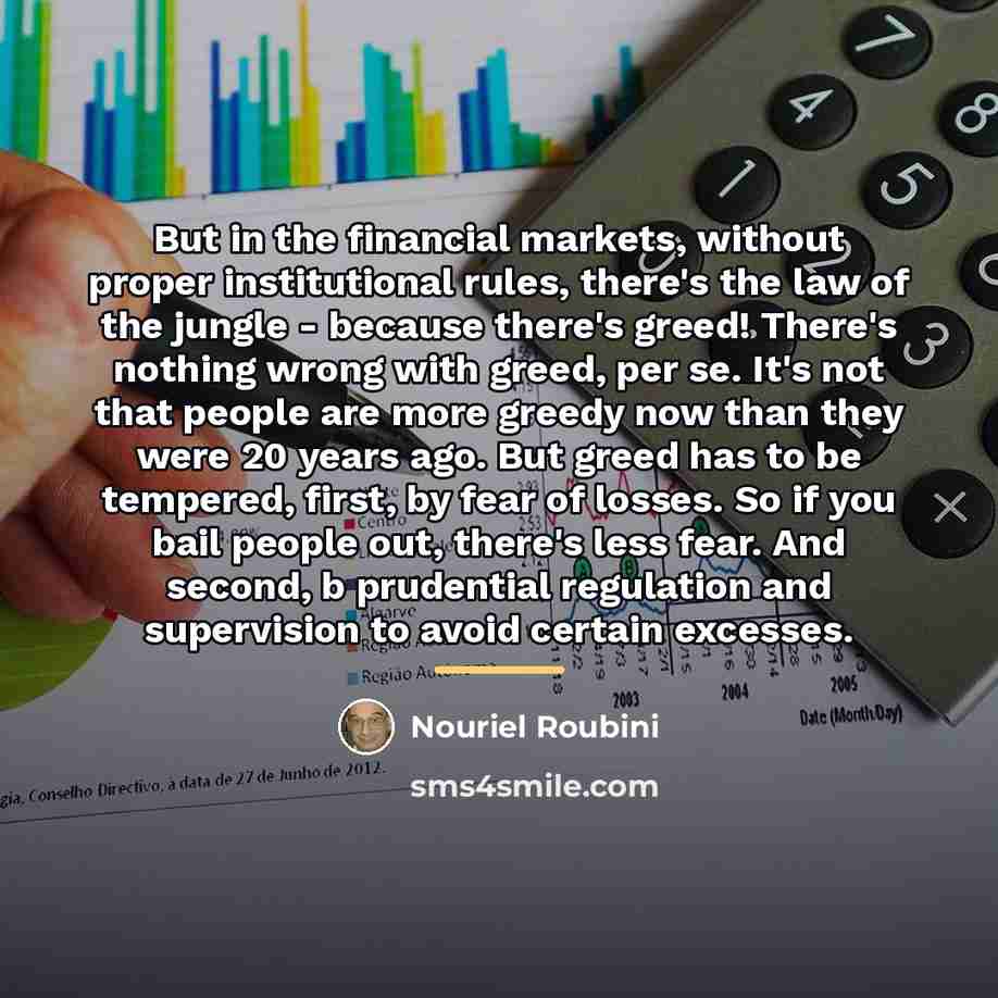 “But in the financial markets, without proper institutional rules, there's…” quote by Nouriel Roubini