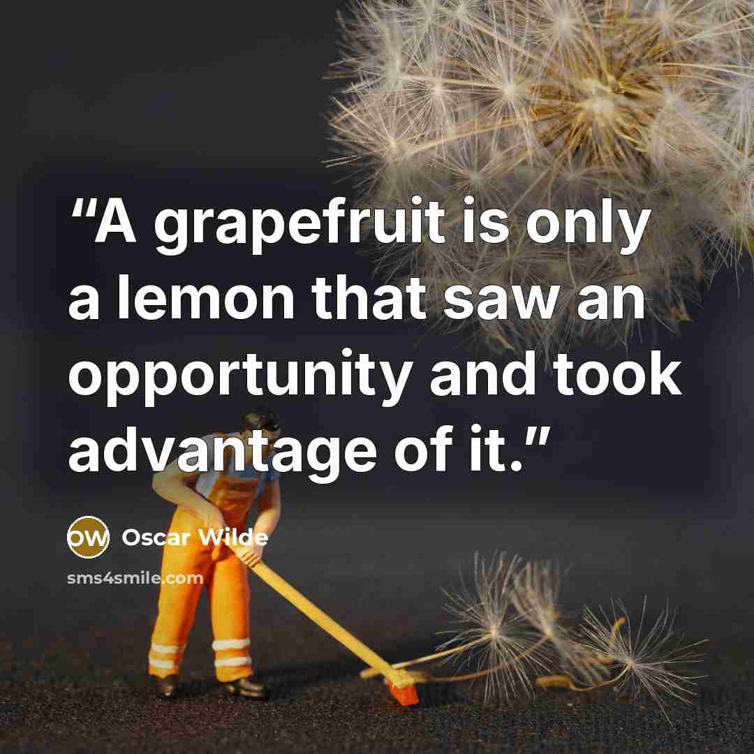 “A grapefruit is only a lemon that saw an opportunity and took advantage of it.” quote by Oscar Wilde