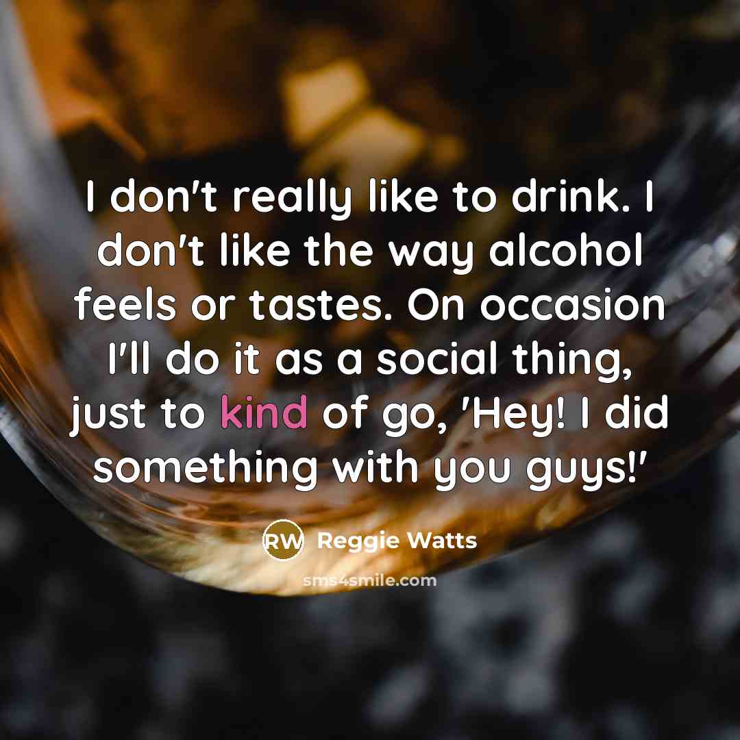 “I don't really like to drink. I don't like the…” quote by Reggie Watts