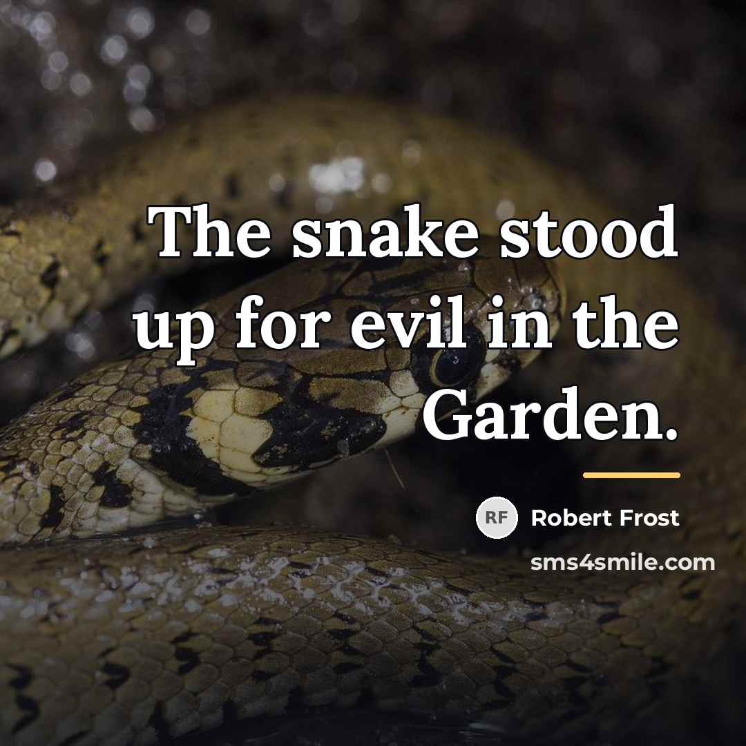 “The snake stood up for evil in the Garden.…” quote by Robert Frost
