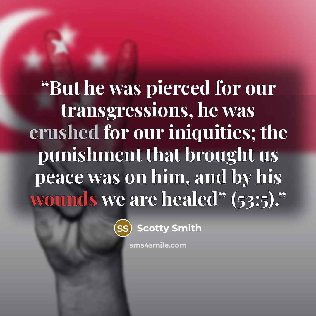 “But he was pierced for our transgressions, he was crushed for our iniquities; the punishment that brought us peace was on him, and by his wounds we are healed” (53:5).” quote by Scotty Smith