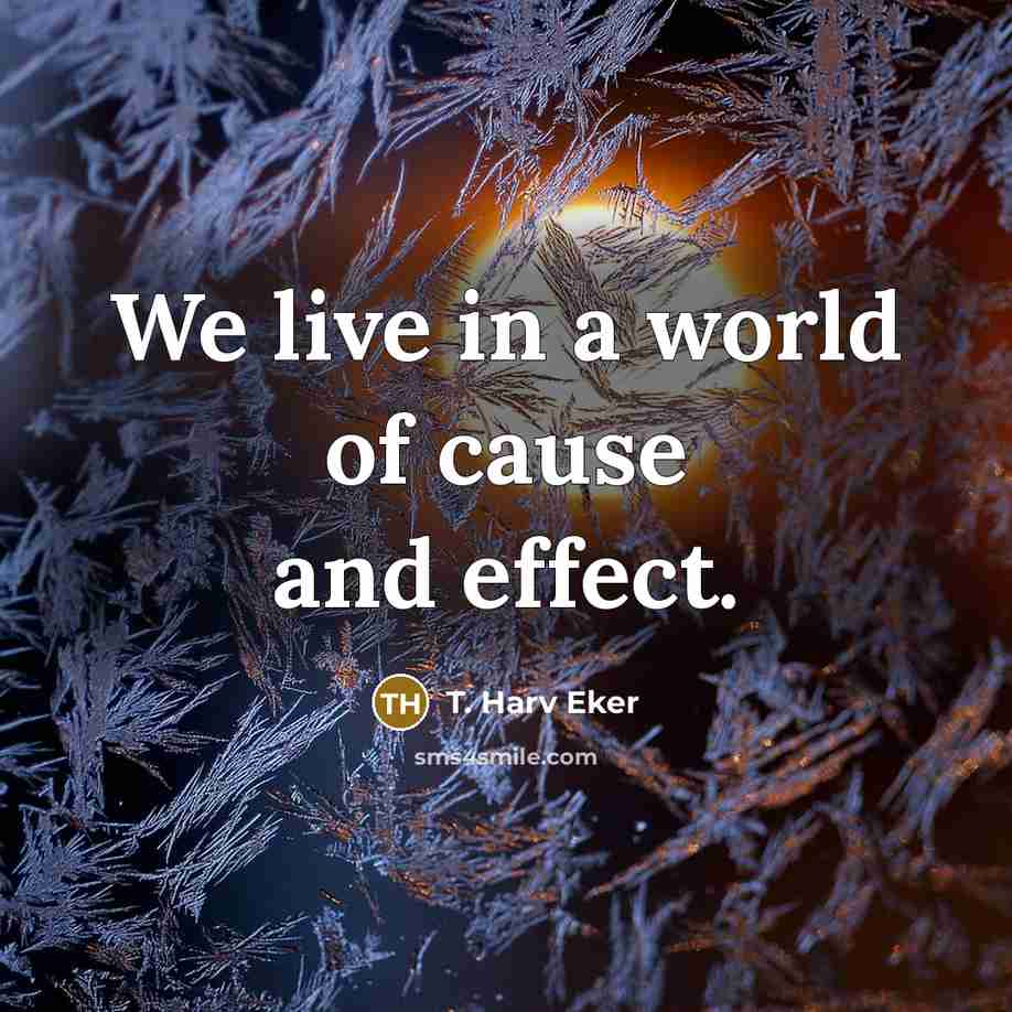 “We live in a world of cause and effect.…” quote by T. Harv Eker