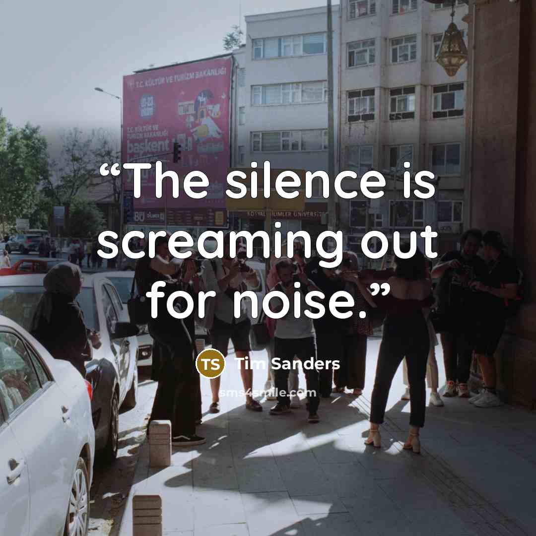 “The silence is screaming out for noise.” quote by tim sanders