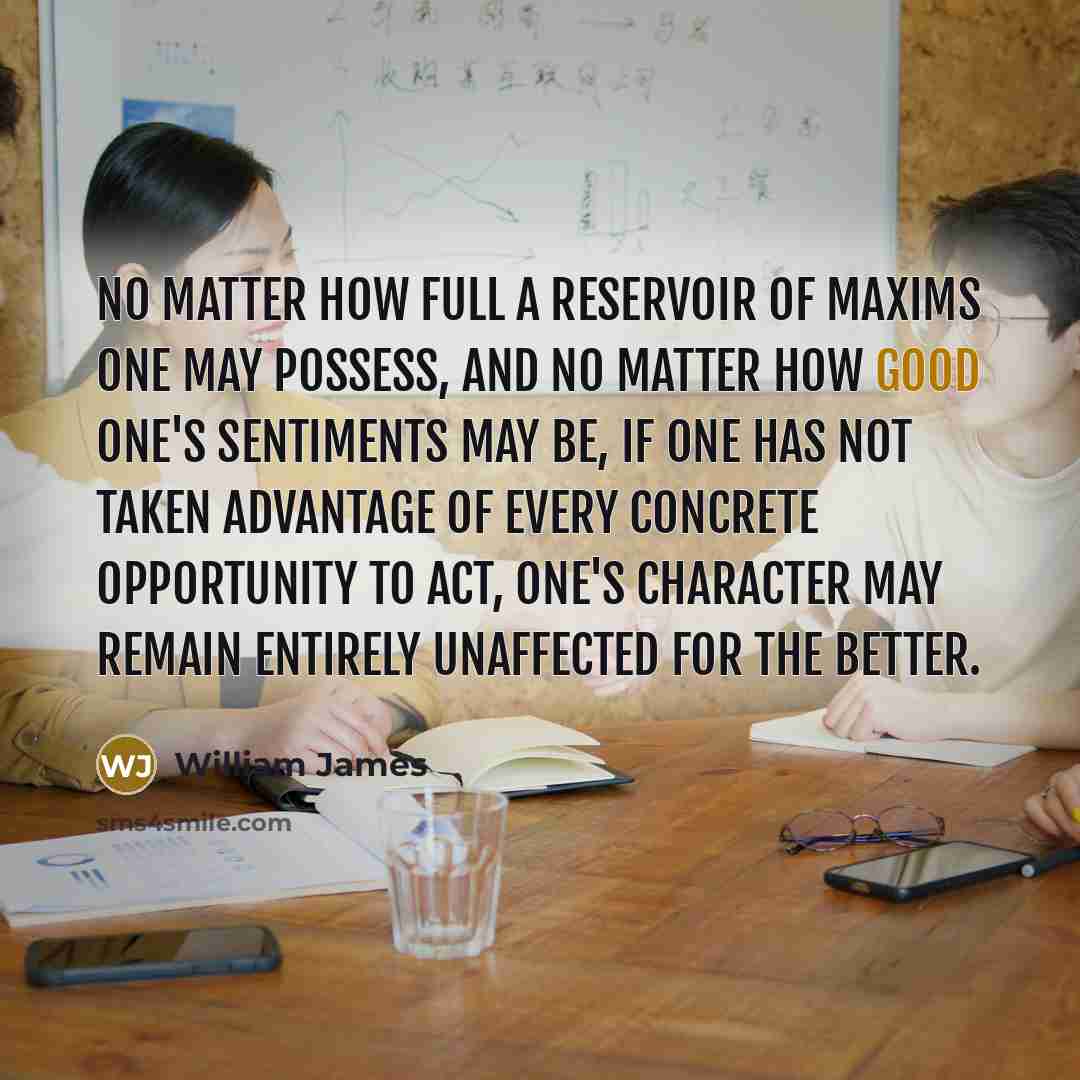 “No matter how full a reservoir of maxims one may…” quote by William James