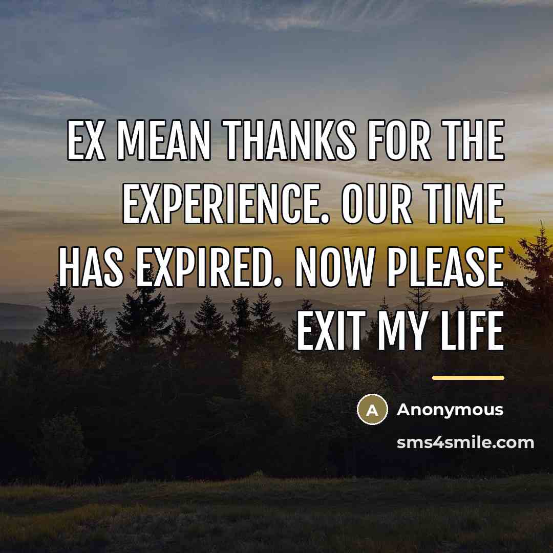 “Ex mean Thanks for the EXperience. Our time has EXpired.…” quote by Anonymous