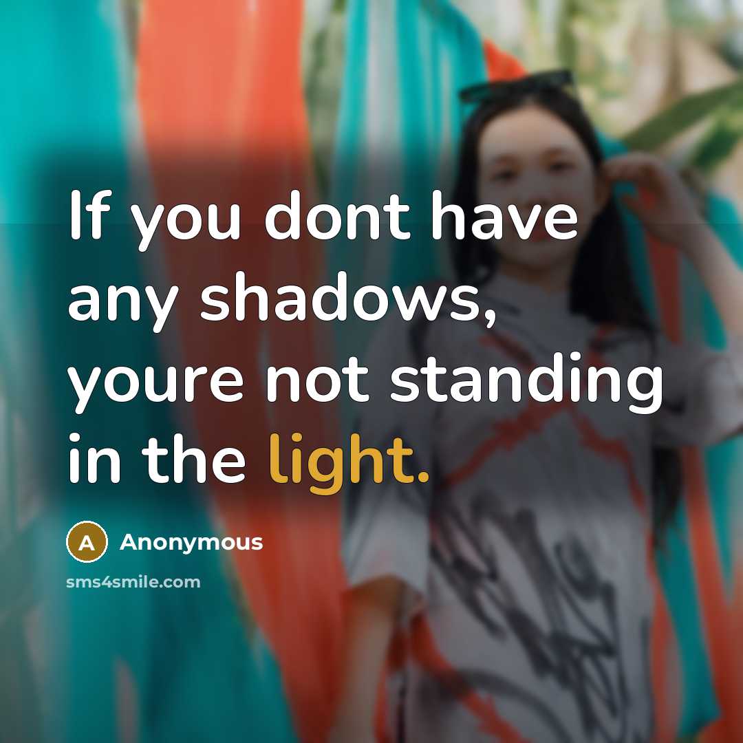 “If you dont have any shadows, youre not standing in…” quote by Anonymous