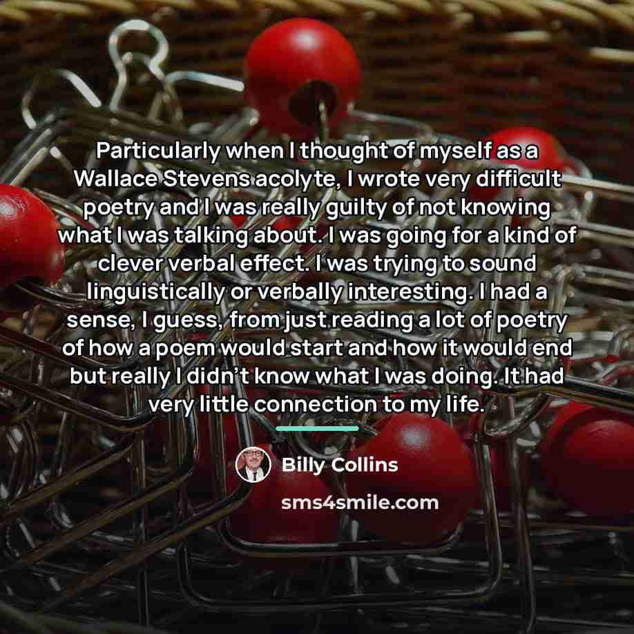 “Particularly when I thought of myself as a Wallace Stevens…” quote by Billy Collins