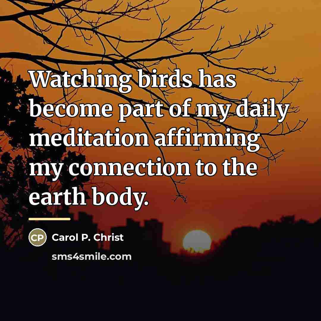 “Watching birds has become part of my daily meditation affirming…” quote by Carol P. Christ