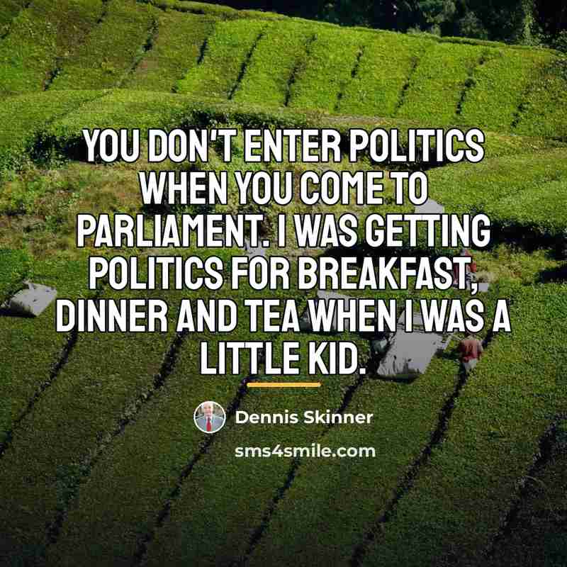 “You don't enter politics when you come to parliament. I…” quote by Dennis Skinner