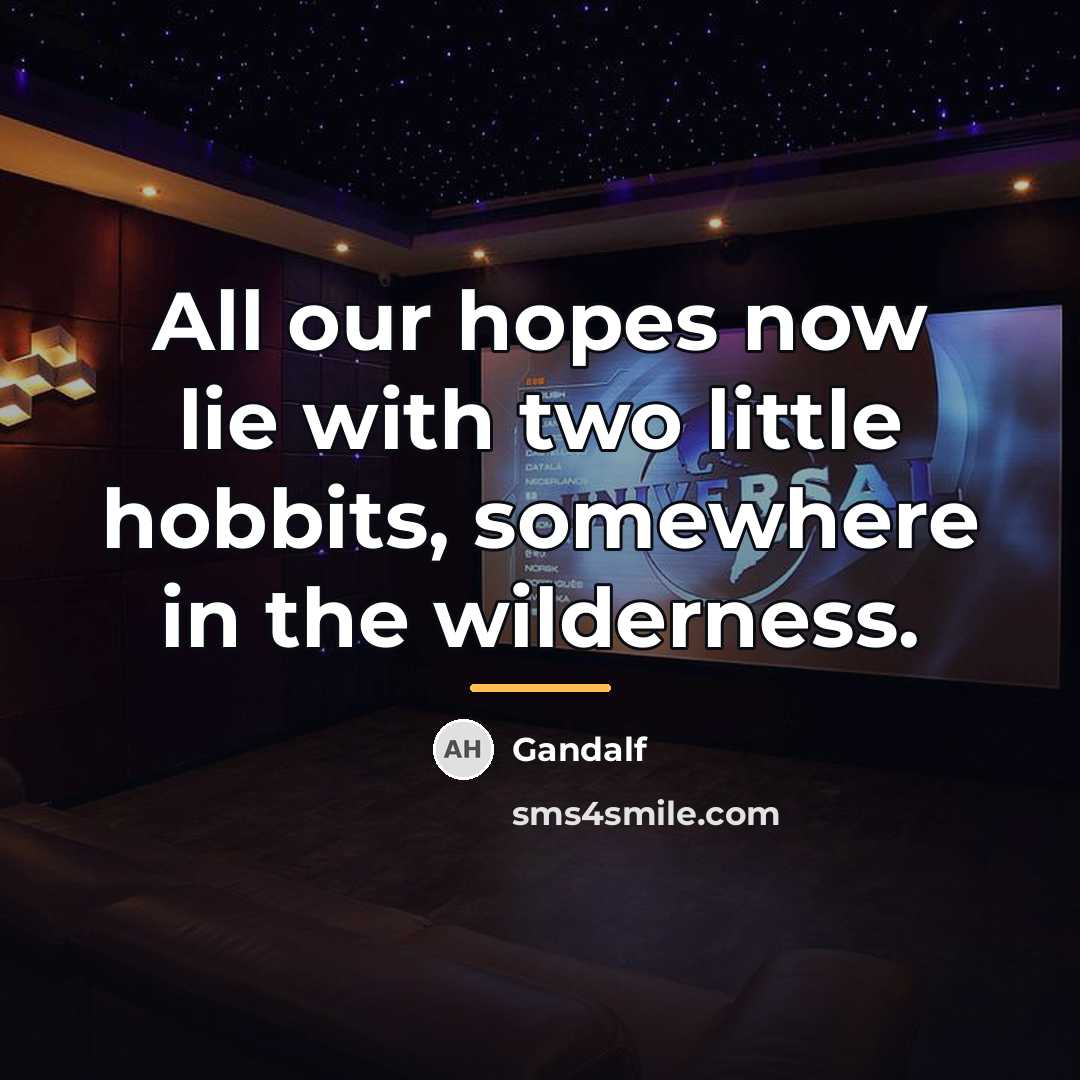 “All our hopes now lie with two little hobbits, somewhere…” quote by Gandalf