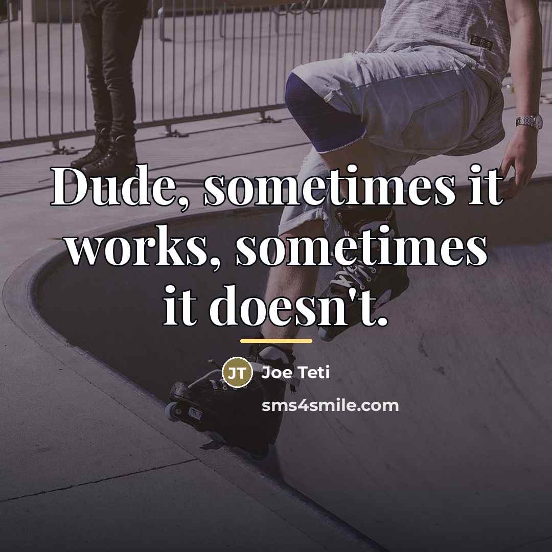 “Dude, sometimes it works, sometimes it doesn't.…” quote by Joe Teti