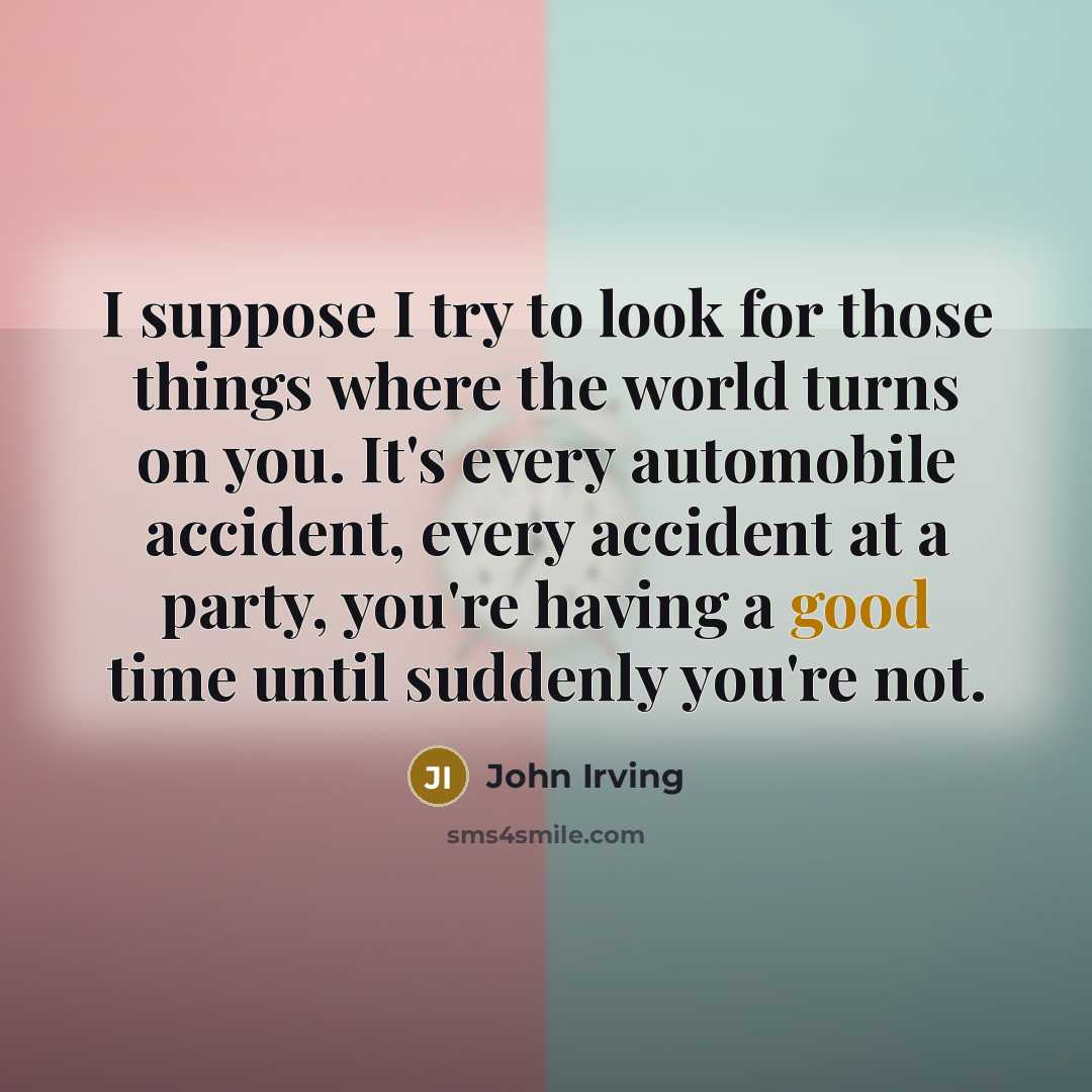 “I suppose I try to look for those things where…” quote by John Irving