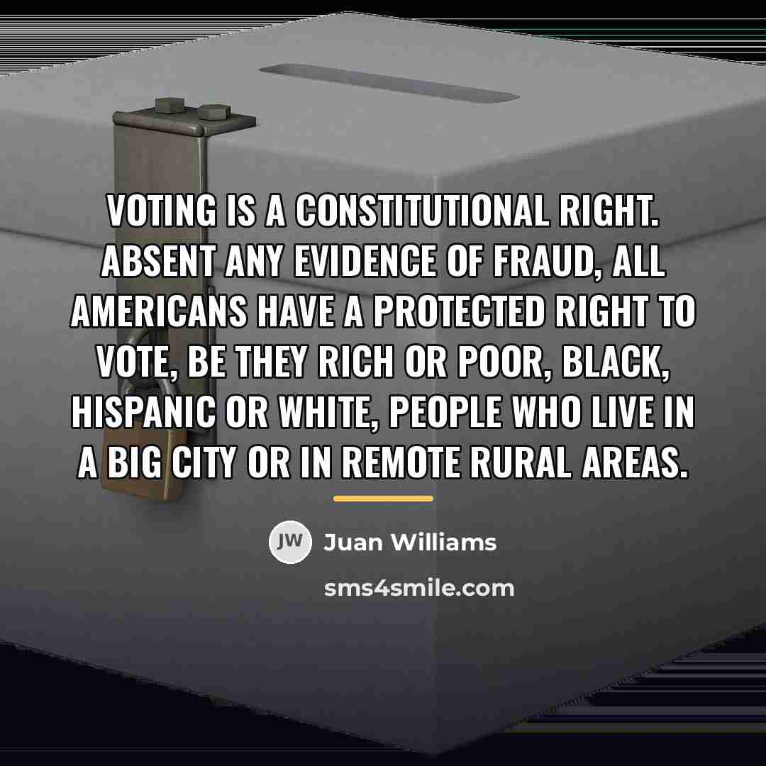 “Voting is a Constitutional right. Absent any evidence of fraud,…” quote by Juan Williams