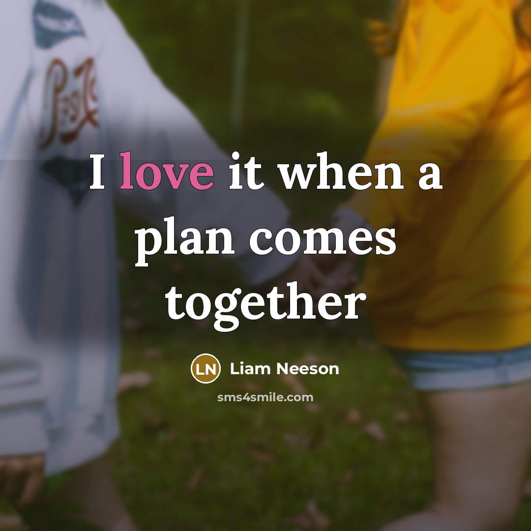 “I love it when a plan comes together” quote by Liam Neeson