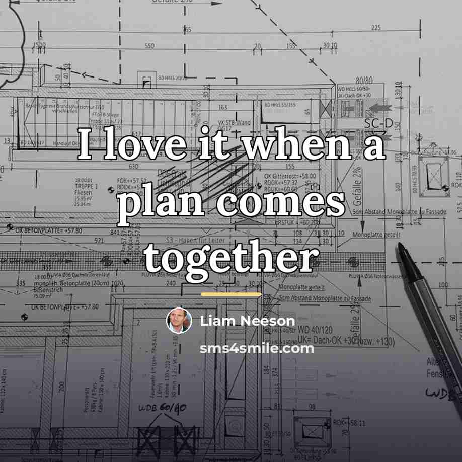 “I love it when a plan comes together…” quote by Liam Neeson