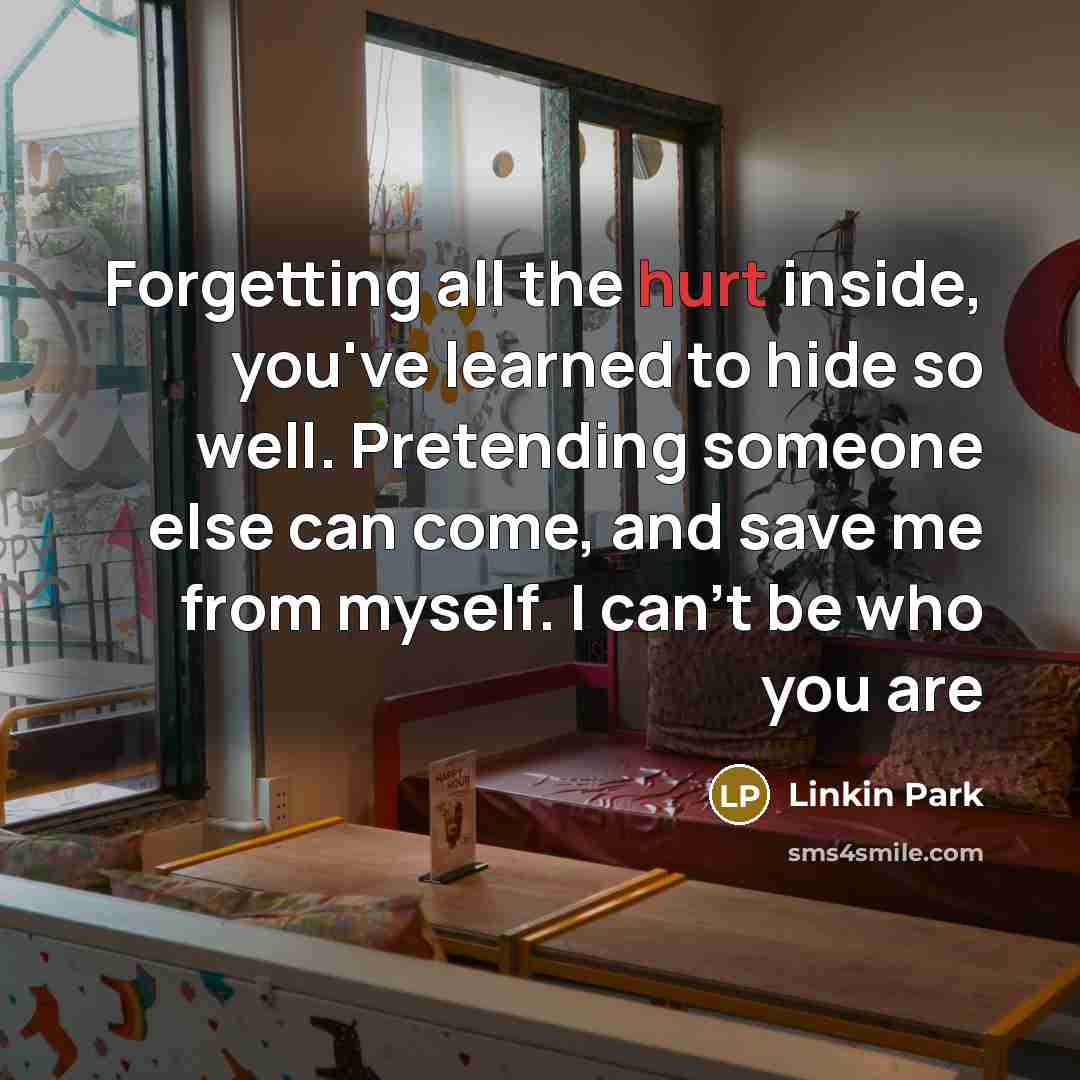 “Forgetting all the hurt inside, you've learned to hide so…” quote by Linkin Park