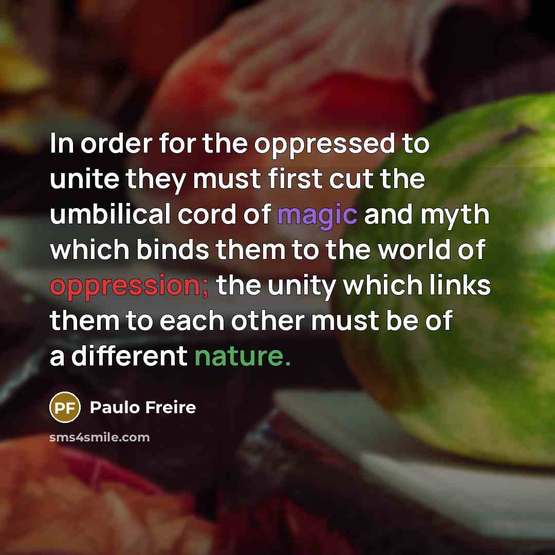 “In order for the oppressed to unite they must first…” quote by Paulo Freire