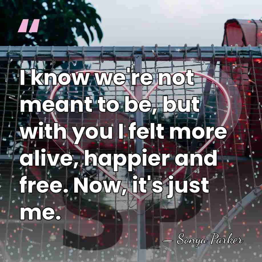 I know we're not meant to be, but with you I felt&hellip; - Sonya Parker