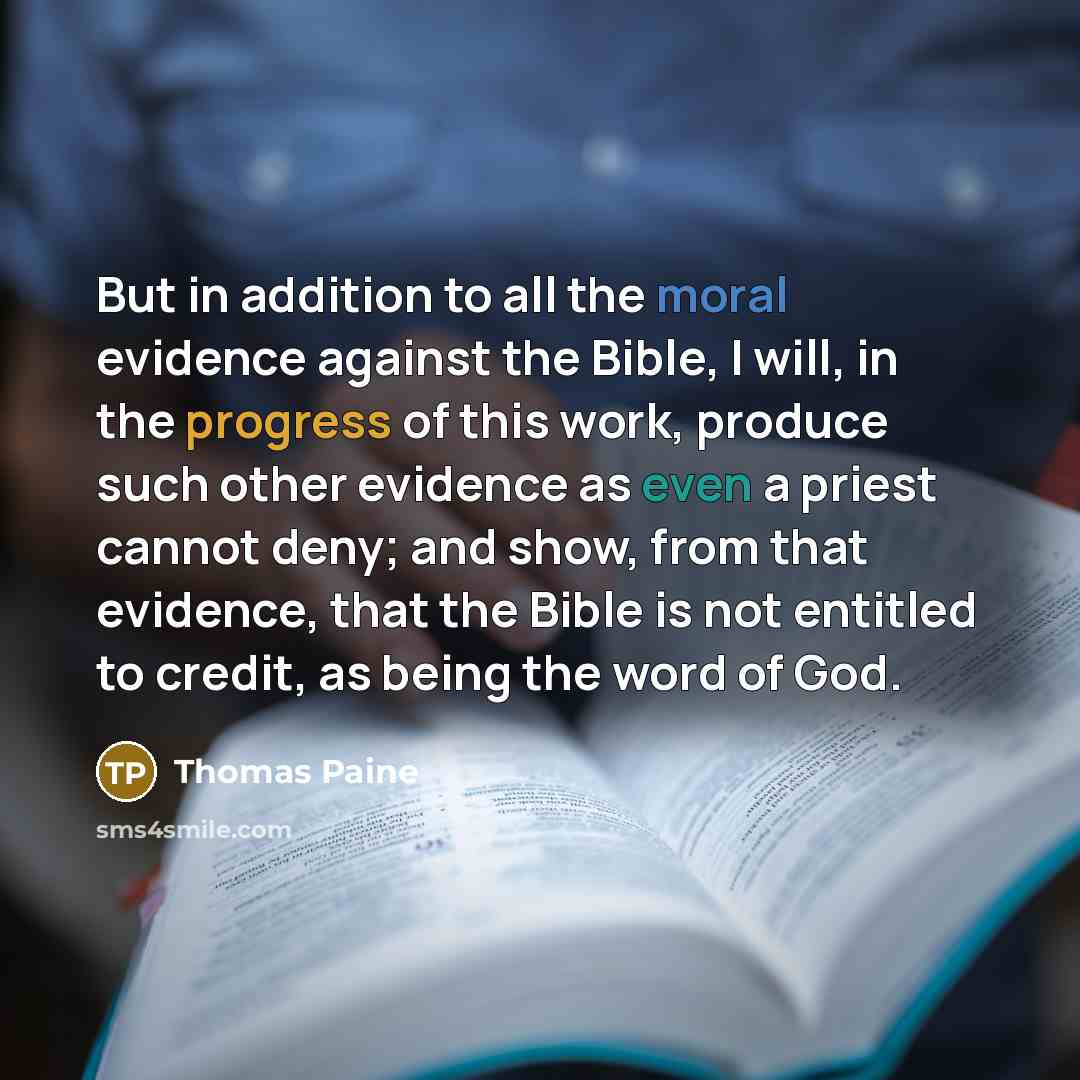 “But in addition to all the moral evidence against the…” quote by Thomas Paine